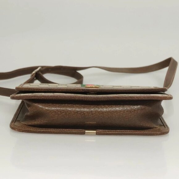 GUCCI GG Supreme Web Sherry Line Shoulder Bag PVC Beige Gold Auth BA3785 - Picture 5 of 16